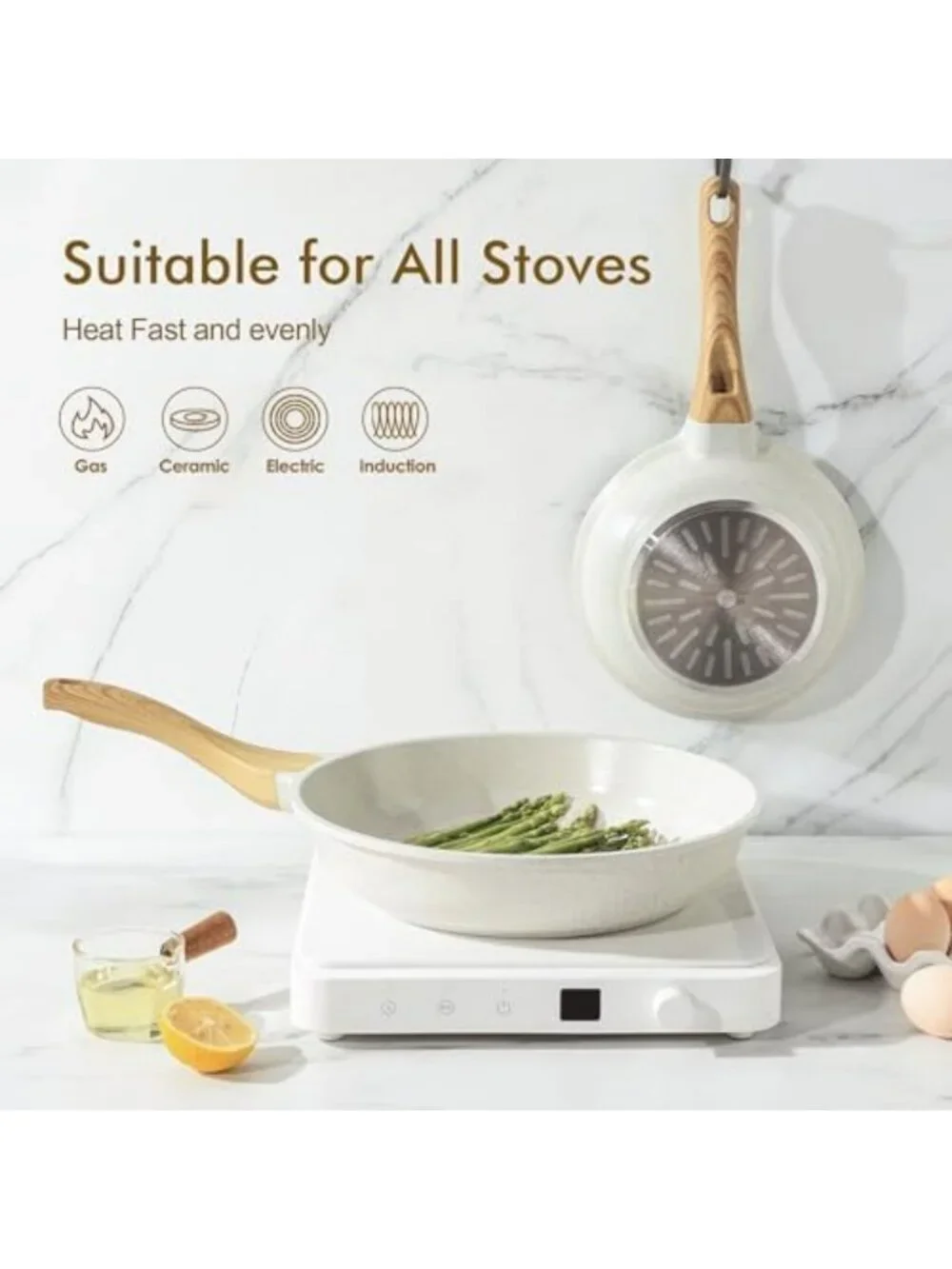 11-Inch Nonstick Ceramic Frying Pan - Healthy Induction-Compatible Omelet